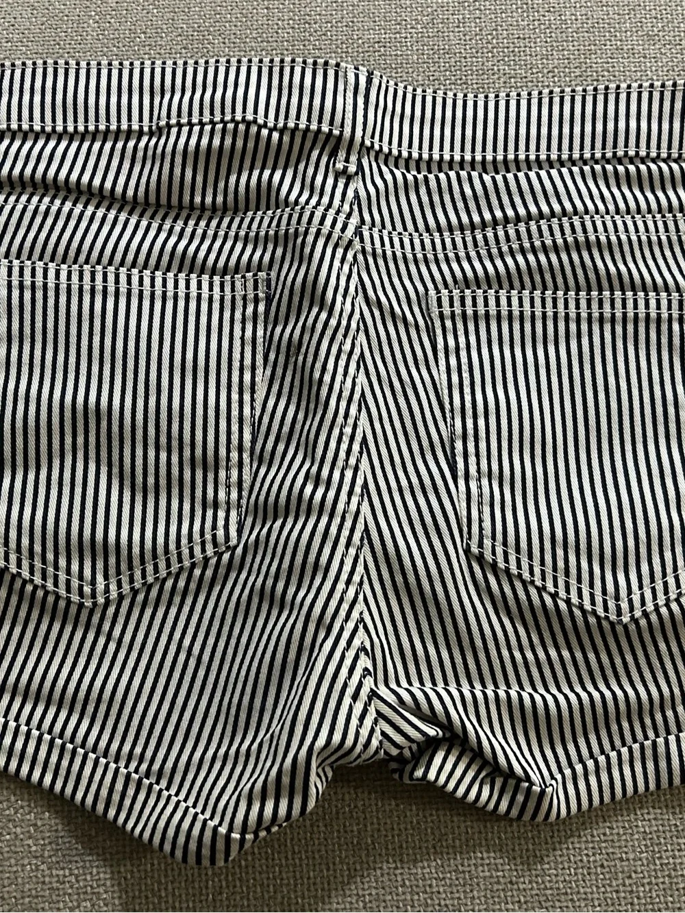 H&M Black & White Striped Denim Short Shorts - Picture 2 of 3